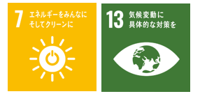 SDGs アイコン 7_エネルギーをみんなに そしてクリーンに 13_気候変動に具体的な対策を